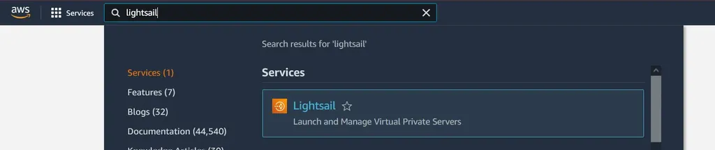 Servizio Amazon Lightsail