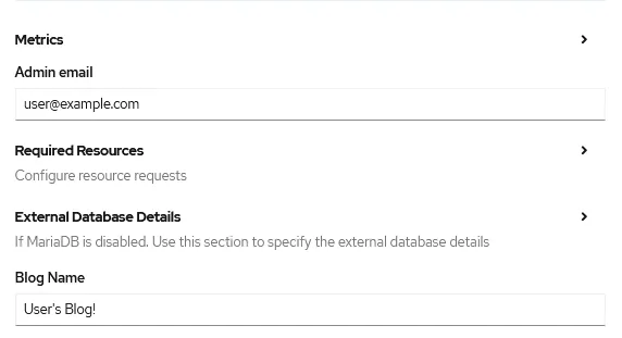 Configurazione delle informazioni generali di Wordpress