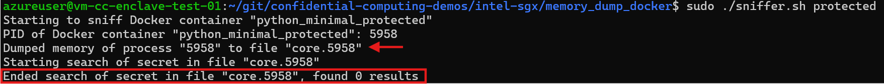 Memory dump dell’applicazione protetta